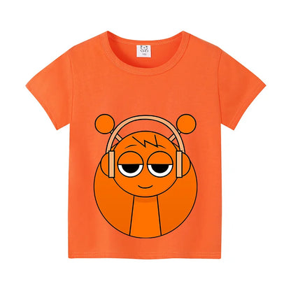Sprunki Kids T-shirt Summer Children Incredibox Game Cotton Short Sleeve Top Boy Anime Fashion Cute Tee Girl Casual Clothes Gift