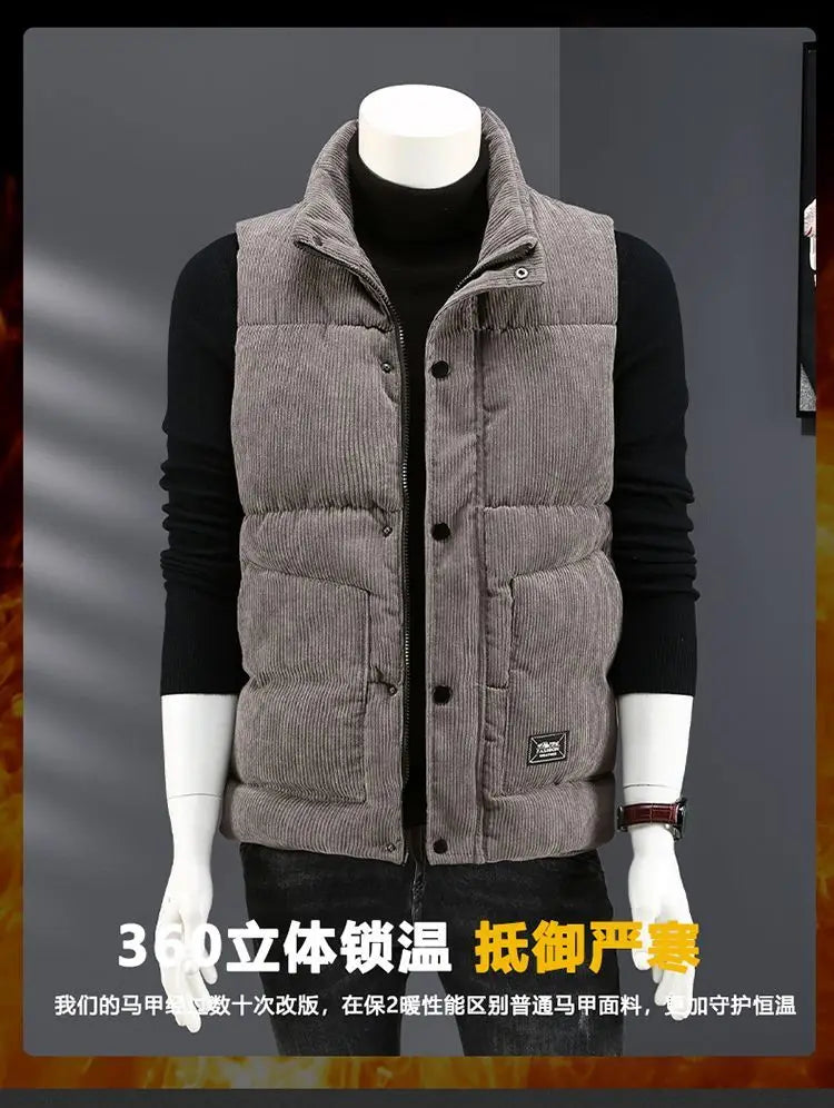 Waistcoat Male Wintertime Cotton Sill Young Person Korean Version Corduroy Vest Thickening for Warmth Men's Handsome Vest Jacket