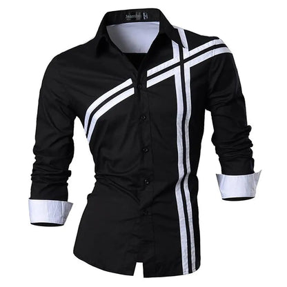 Jeansian Men's Casual Dress shirt 3D simple all-match printed long-sleeved fashion hip-hop neutral clothing