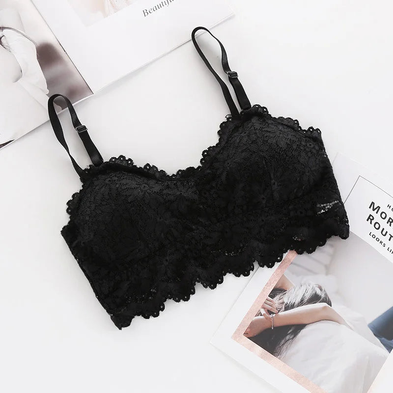 Sexy Women Push Up Wireless Lace Bra Top Women Plus Size Bralette Underwear Lingerie Full Cup Low Back Underwear