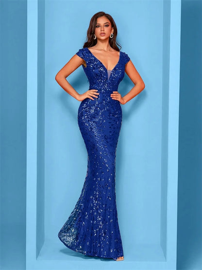 Lucyinlove Elegant Champagne Evening Dress For Women Long 2025 Luxury Mermaid Formal Sequins Prom Wedding Party Cocktail Dresses