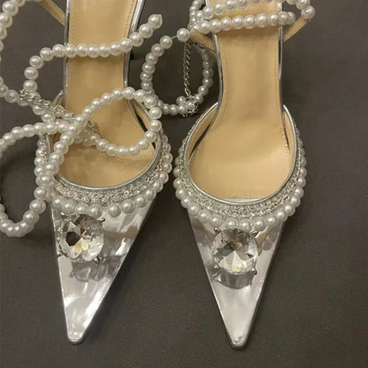 Clearance!!! Luxury Rhinestones Transparent PVC High quality Women Pumps Sandals Fashion Summer Stiletto High heels Party Shoes