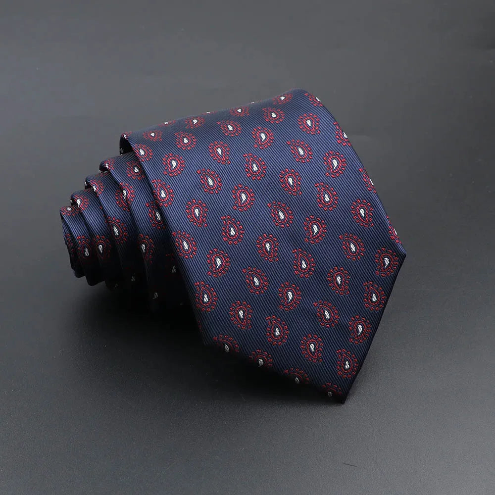 Men's Fashion Tie 8cm Blue Necktie Classic Plaid Striped Neck Tie Paisley Floral Neckties Daily Wear Cravat Wedding Party Gift