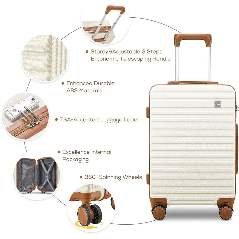 Carry on Luggage Sets,20 Inch Expandable Carry-on Suitcase with Spinner Wheels,Hard Shell Lightweight Rolling Travel Luggage