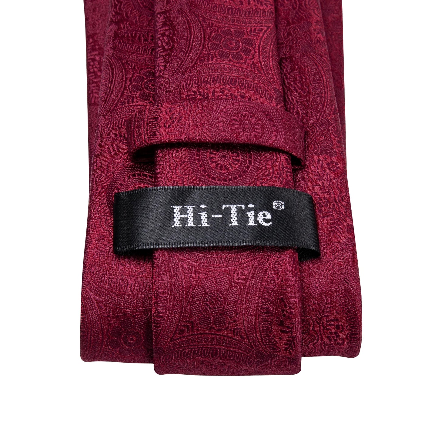 Hi-Tie Mens Gift Tie Set Red Wine Burgundy Paisley Silk Wedding Tie For Men Fashion Design Quality Hanky Cufflink Dropshipping