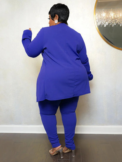 Wmstar Plus Size Two Piece Outfits Women Matching Suit Solid Top Leggings Pants Sets Casual Fall Winter