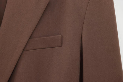 KONDALA 2026 Spring Office Lady Elegant Brown Women Suit Fashion Casual Sashes Oversized Shrug Blazer Chic Zipper Long Pant