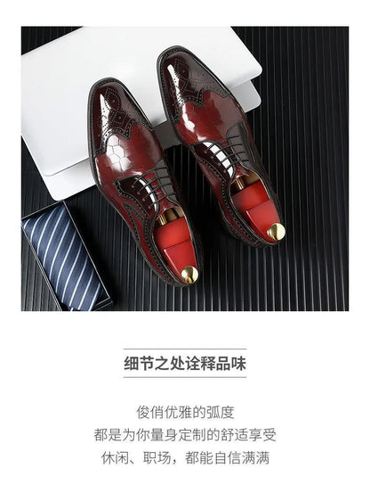 Men casual leather shoes business oxford shoes men brogue formal shoes genuine leather formal men brogue shoes