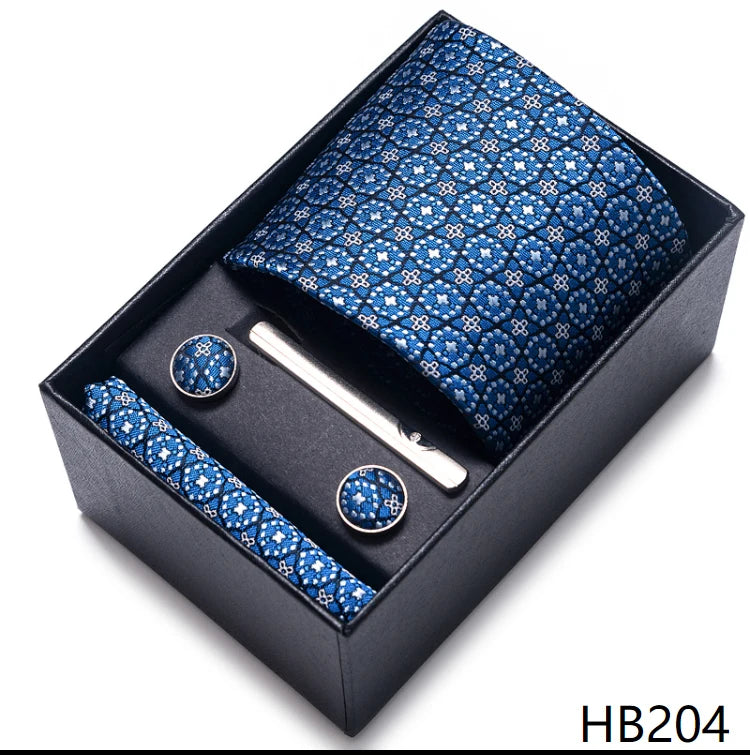 Mix Colors Wholesale 2023 New Style Wedding Gift Tie Pocket Squares Set Necktie Box Men Fit Wedding Blue Paisley