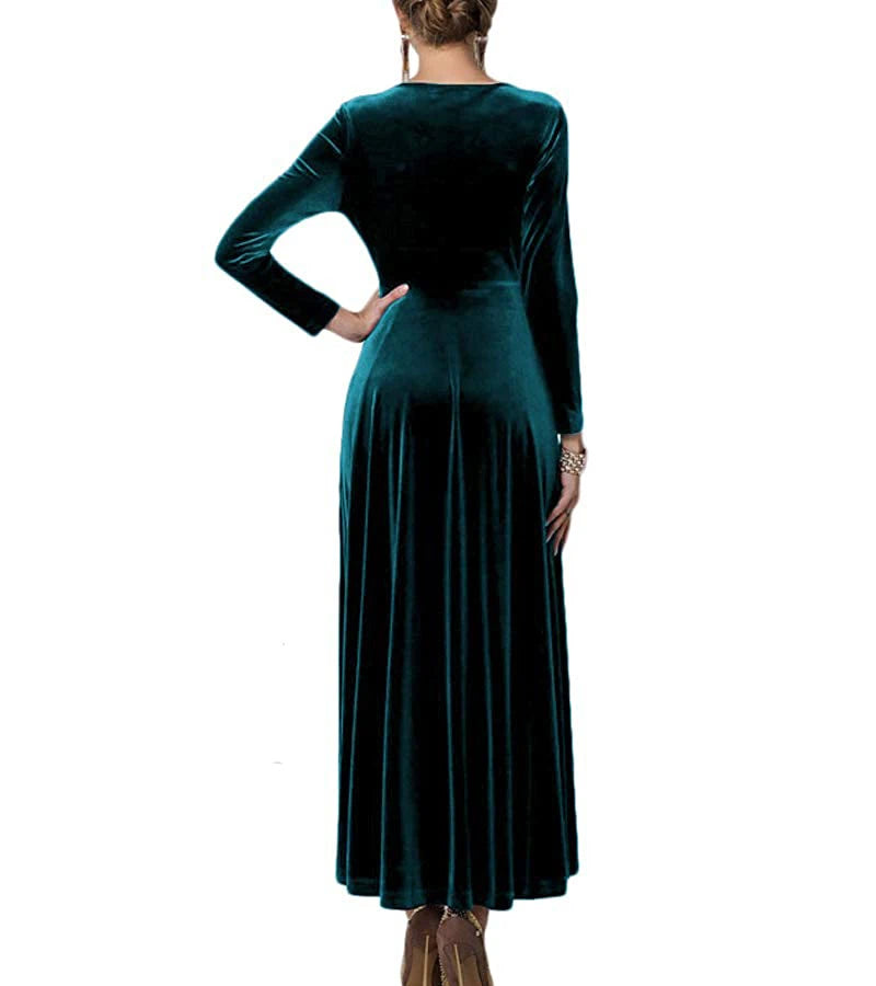 Autumn New 2023 Long Dress Cocktail Party Evening Elegant V Neck Velvet Formal  Robe Gown Maxi Dress For Women Clothing Vestidos