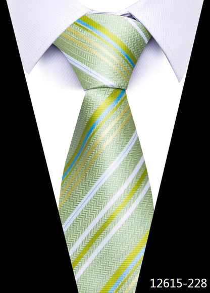 Hot Sale Brand New Style Tie Blue Golden Stripe Suit Accessories Necktie Men Gravata Fit Wedding Holiday Present