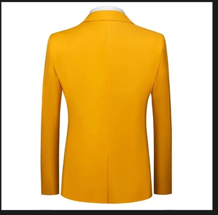 New Men Pure Colour Business Social Office Suit Slim Fit Jacket Fashion Simple Groom Wedding Tuxedo Dress Blazers Coats