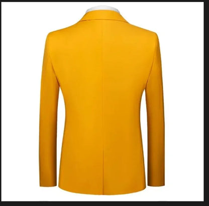 New Men Pure Colour Business Social Office Suit Slim Fit Jacket Fashion Simple Groom Wedding Tuxedo Dress Blazers Coats