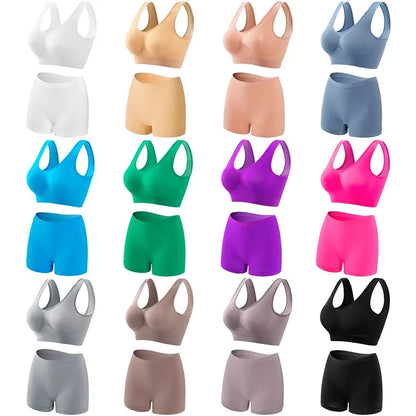 Seamless Bra Set Women Low Waist Underwear Female Tanks Bra Top Sexy Boyshort Panties Girls Casual Sports Lingerie Set Intimates