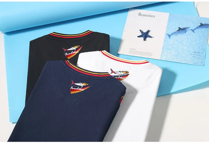 Spring New Men' T-Shirts Round Neck Solid Color Long sleeved Tops Bruce&Shark Thicken Stretch Cotton Men's Clothing Korea Style