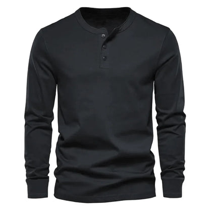 Cross-border Spring and Autumn Clothing European and American Men's T-Shirt Long-sleeved Men's Base Henry Shirt
