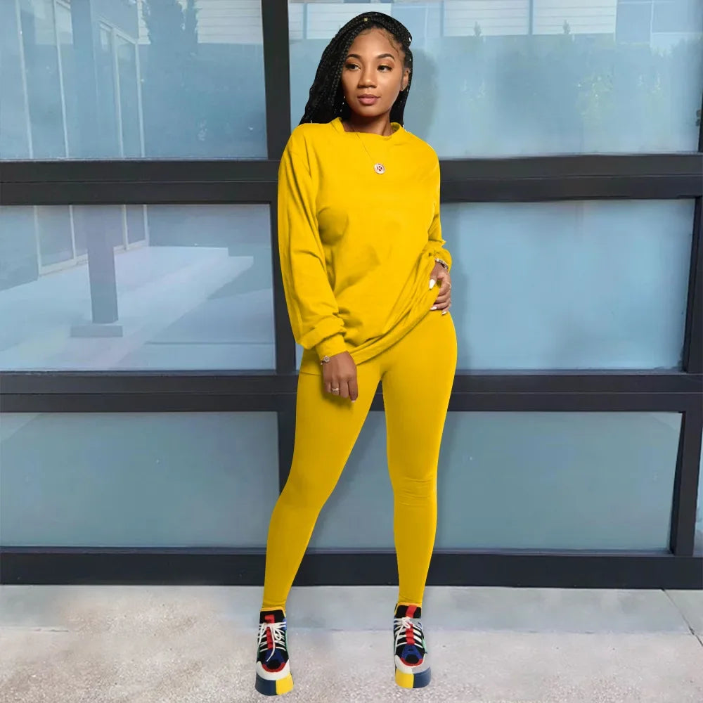 two piece set women 2 piece set stacked leggings clothes for women outfits stacked pants tracksuit female fall clothes 2024