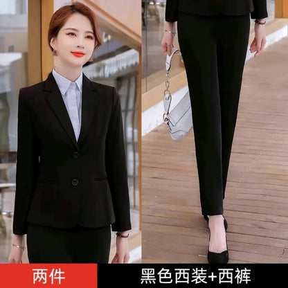 Women Spring Autumn New Fashion Professional Suit Matching Set Korean Elegant Casual Blazer Coat Pants Two-piece Female Clothing