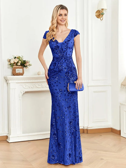 Lucyinlove Elegant Champagne Evening Dress For Women Long 2025 Luxury Mermaid Formal Sequins Prom Wedding Party Cocktail Dresses