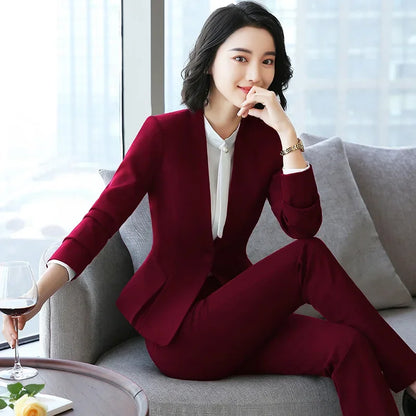 Elegant Red Western-style Suit Jacket For Women Fashionable Professional Attire For Hosting Events Job Interviews