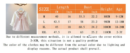 Spring And Autumn New Fake Two Piece Baby Girl Dress, Sweet Bow Grid Children'S Long Sleeve Clothes For 9 Months To 3 Years Old