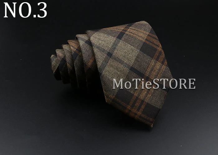 Men's Plaid Tie Cotton Black Grey Red Necktie Handmade Wool Narrow Collar Ties Wedding Business Party Suit Shirt Gift Accessory