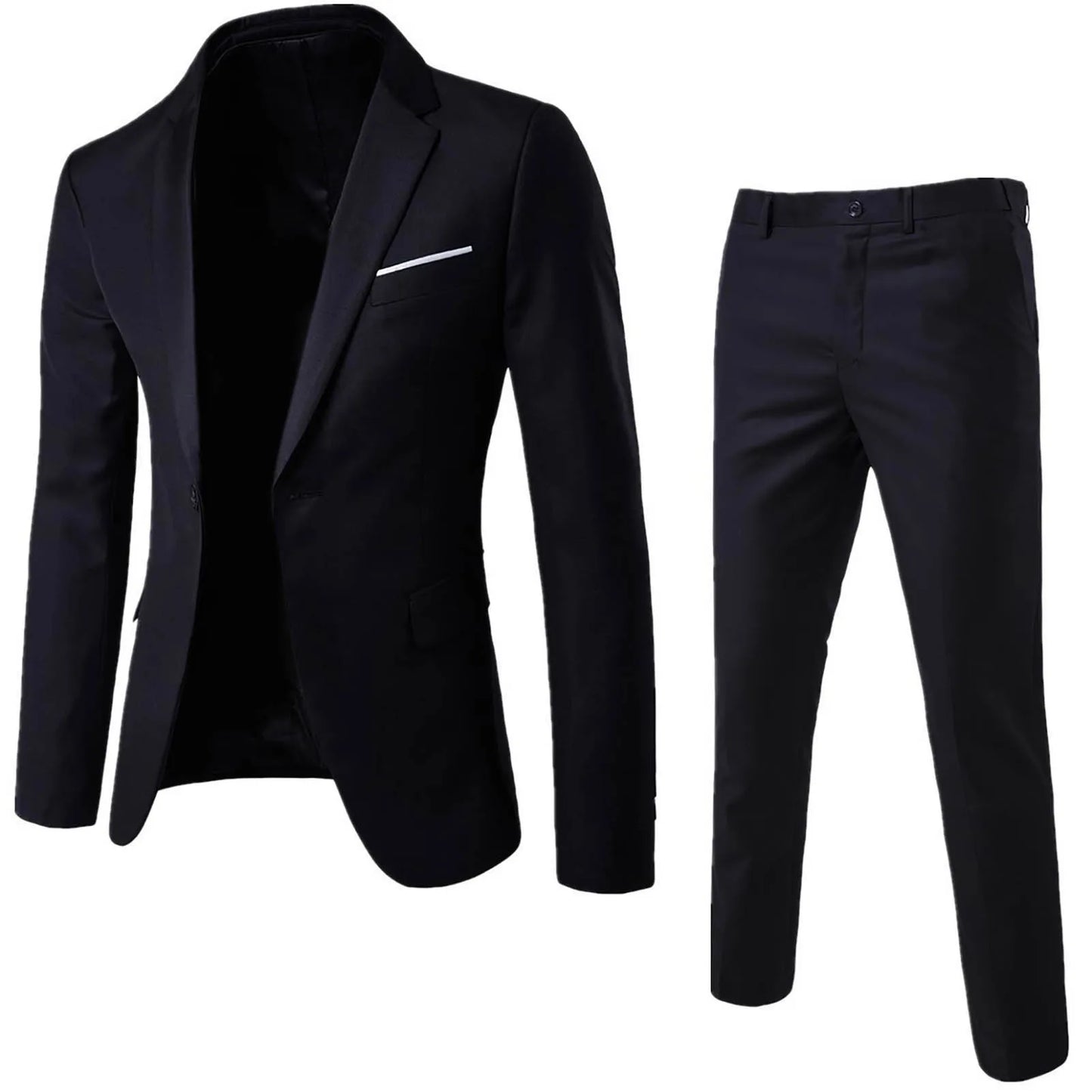 Luxury 2 piece men's wedding suit fashion men's slim solid color business office suit sets large size men Blazer+ pants