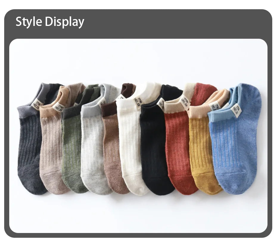 10 Pairs of Women Is Spring and Summer Letter Slogans Sweet Cute Fashionable and Comfortable College Style Fabric Label Socks