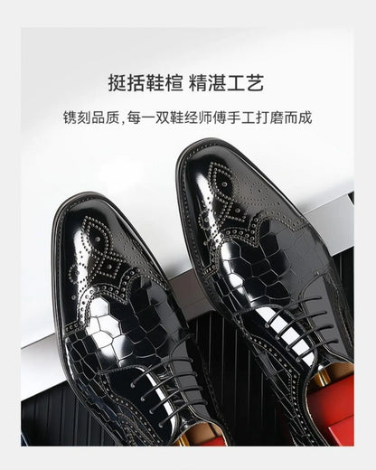 Men casual leather shoes business oxford shoes men brogue formal shoes genuine leather formal men brogue shoes