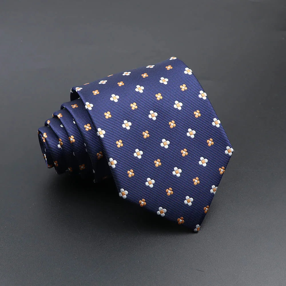 Men's Fashion Tie 8cm Blue Necktie Classic Plaid Striped Neck Tie Paisley Floral Neckties Daily Wear Cravat Wedding Party Gift