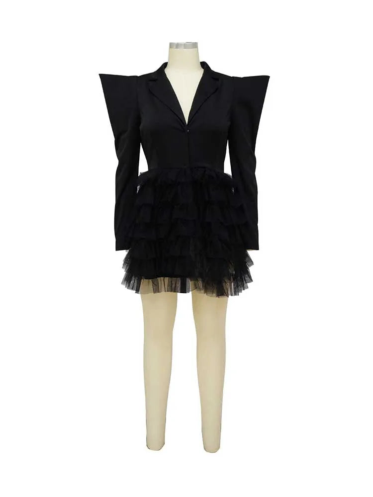 women Elegant and chic dress long sleeve spring female fashion dress mash blazer dress wholesale dropshipping