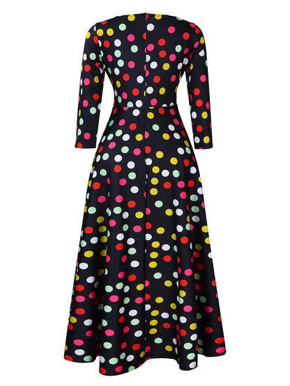 Women's 2024 Autumn New Style Fashionable Elegant Temperament Fashionable Printed Strap Waist Large Skirt Large Size Dress