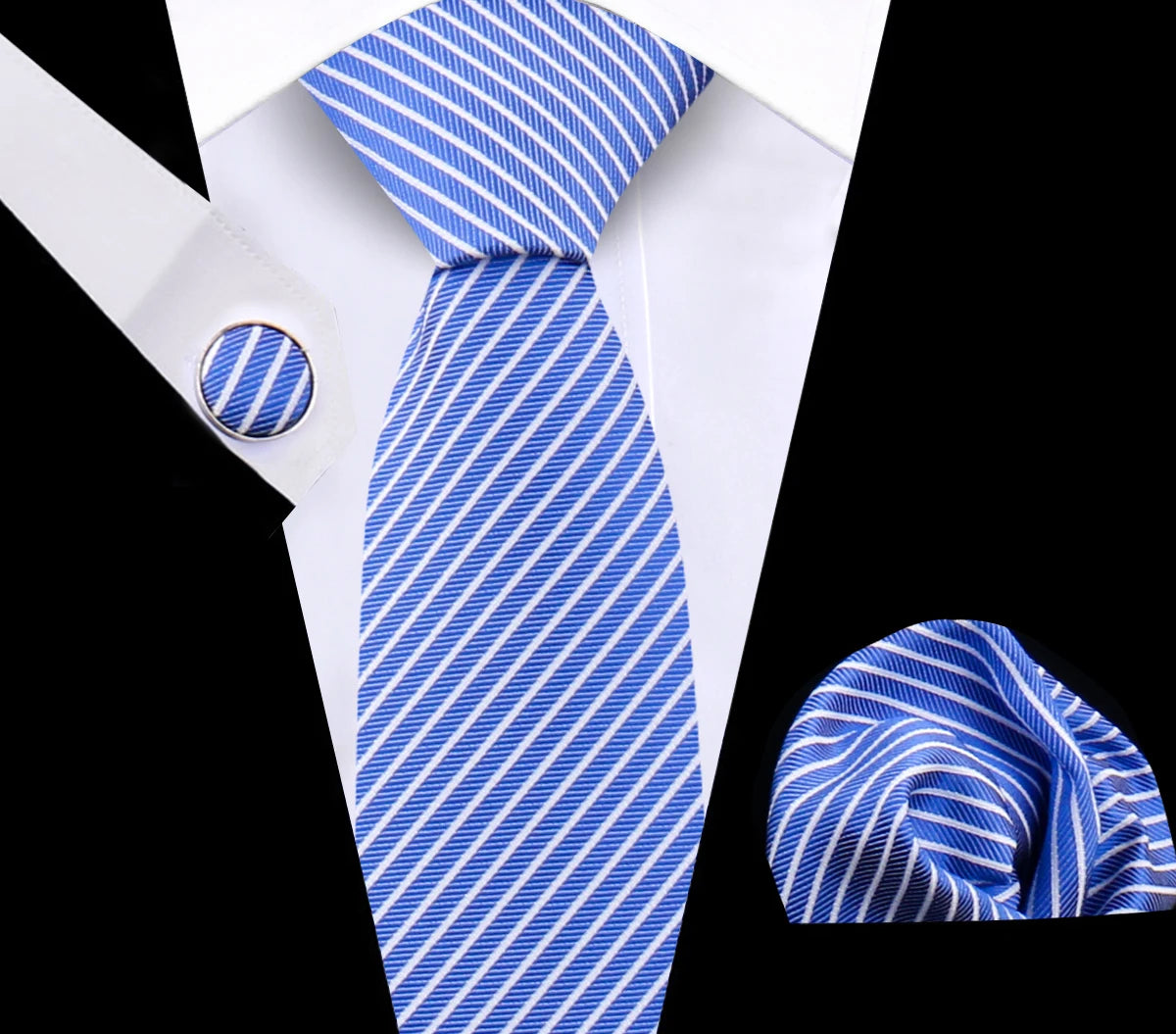 Luxury Plaid Tie For Mens Necktie Handkerchief Pocket Square Cufflinks Set Jacquard Woven Ties Wedding Business Accessories