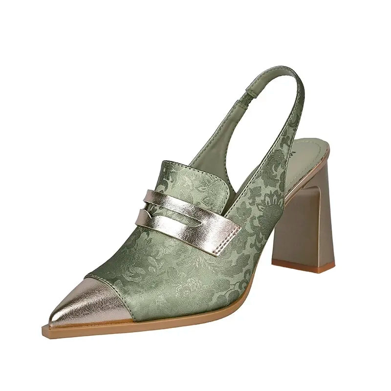 Sandals Designer Pointed Toe Women High Heels Print Random  Shoes Sexy Summer Dress Slingback Platform Mujer Zapatos Pumps