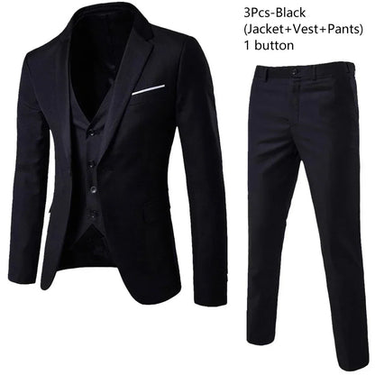Elegant Suits For Men Wedding 3 Pieces 2 Set Luxury Fashion Classic Full Jackets Vest Pants Blazers Outfit 2024 Formal Costume