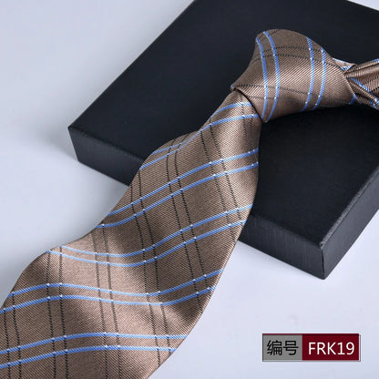 Brown Tie For Men Classic Style 8CM Tie Striped Jacquard Ties Wine Red Wedding Gravatas Formal Business Neckties Gifts For Men
