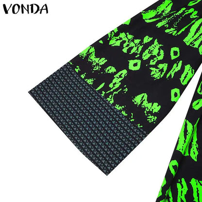 VONDA Women Printed Dress 2024 Vintage Maxi Long Dress Autumn Patchwork Sundress Fashion Elegant Party Vestidos Femme Robe Baggy