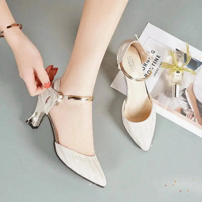Women Cute Pointed Toe Black Buckle Strap High Heel Shoes Lady Casual Red Comfort Summer Stiletto Heels for Office & Party G6006