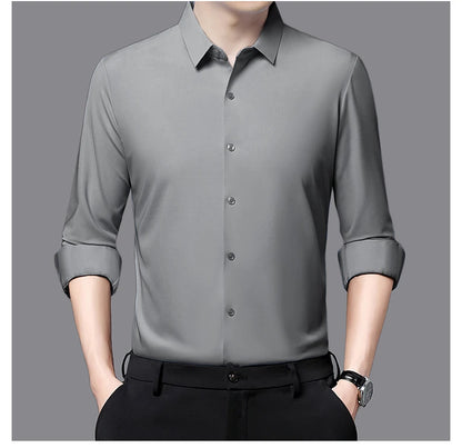 Premium Men's Ultra-Stretch Shirt - High-Quality Silky Business Formal Long-Sleeve Shirt for Social and Casual Wear