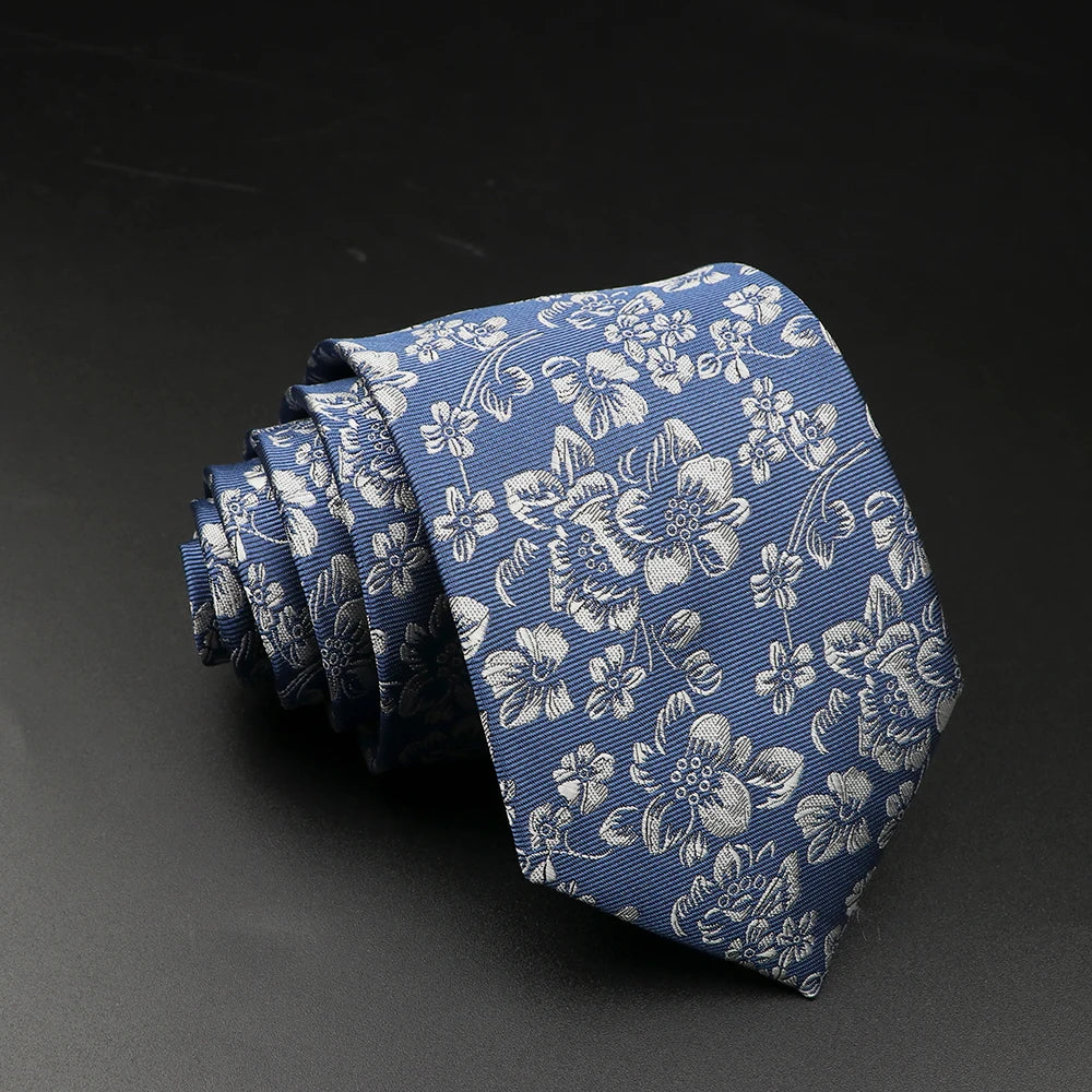 New Style Fashion Jacquard Floral Paisley Necktie Polyester Male Narrow Red Blue Tie Suit Shirt Gift For Men Accessory Gravatas