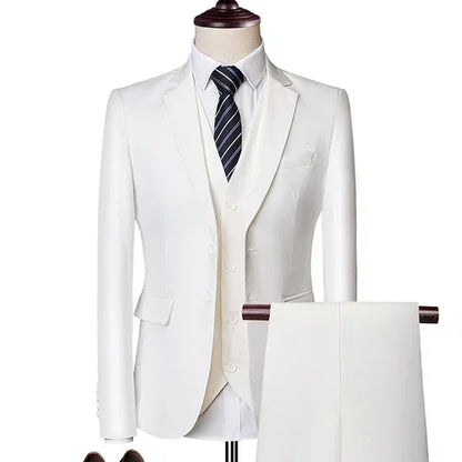 Elegant Suits For Men Wedding 3 Pieces 2 Set Luxury Fashion Classic Full Jackets Vest Pants Blazers Outfit 2024 Formal Costume