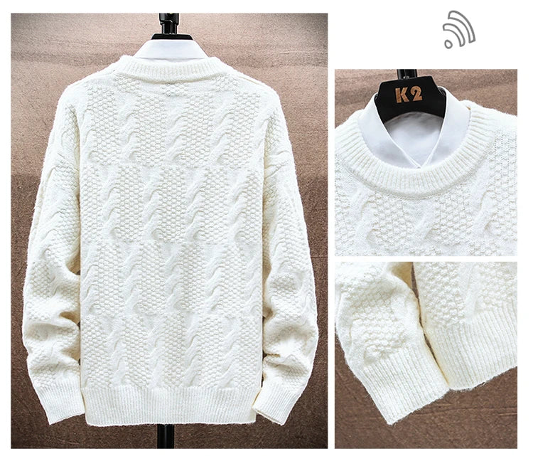 Round Neck Knitwear Sweater New Autumn/Winter Mock Neck Sweatshirts Solid Color Pullovers Man Brand Casual Mens Clothing