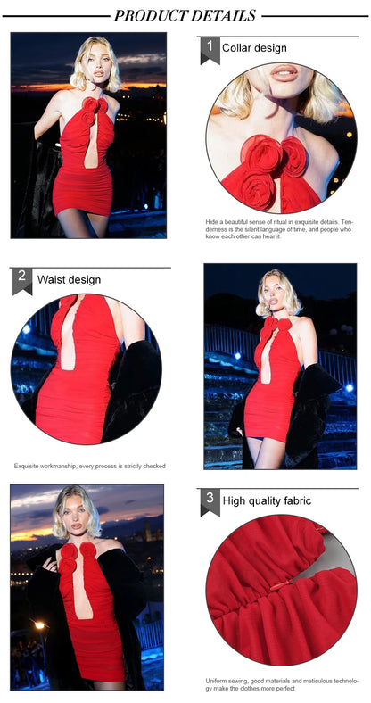 VC Evening Dresses For Women Deep V Neck Sexy Sleeveless Bodycon Female Clothes Red Cocktail Party Vestidos