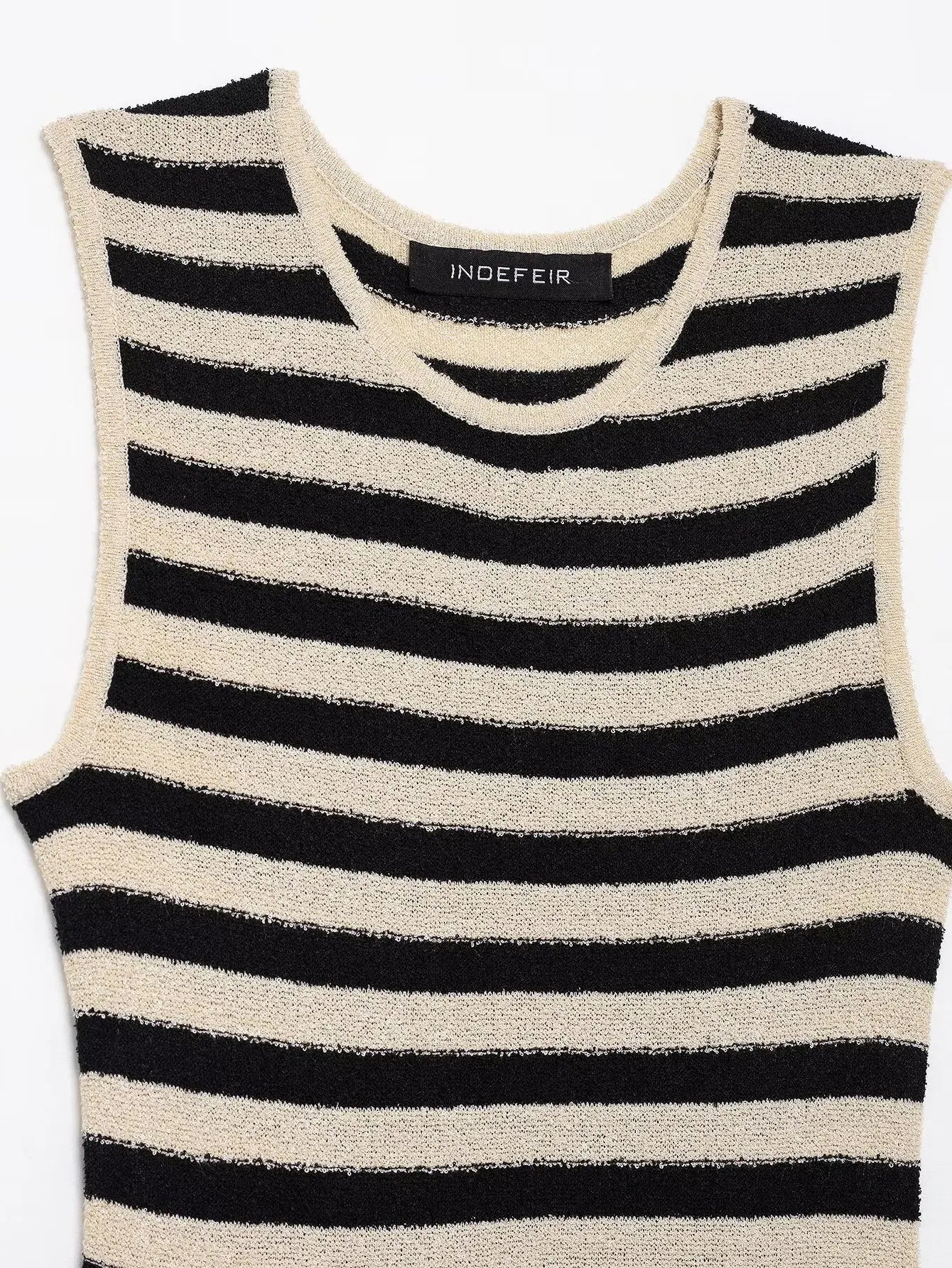 Spring Summer Women Casual Dress Striped Print Dress Round Neck Sleeveless Elastic Office Ladies Dresses Female Long Robe