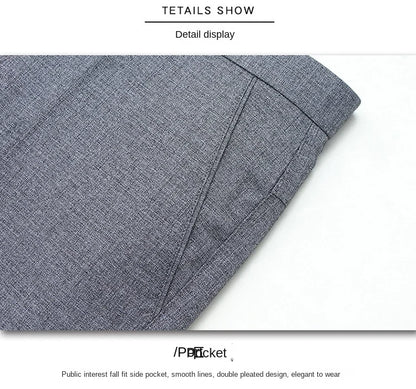 Spring Summer Suit Trousers For Men Straight flat linen Black Suit Pants Men Business Formal  Dress Pants Men Big Size 28-44 46