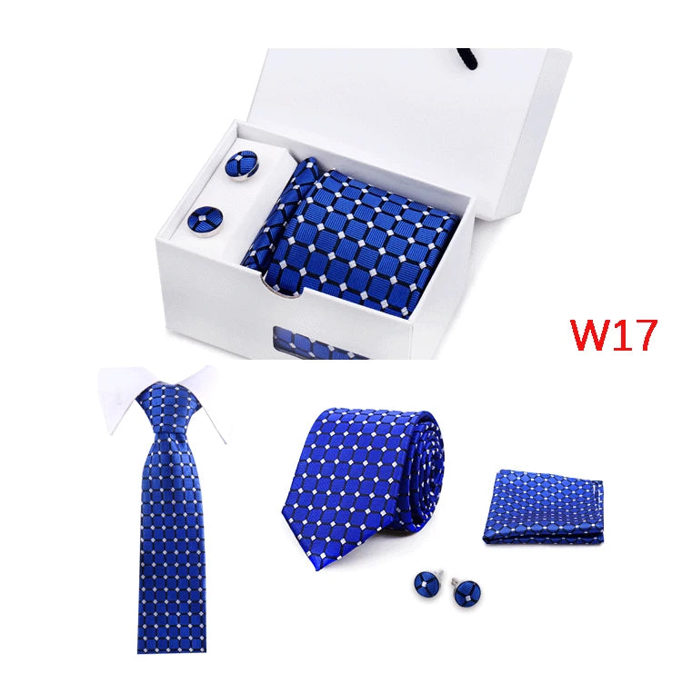 Mens Tie Set In A Box Paisley Ties For Men Gifts Luxury Necktie Pocket Square Cufflinks Wedding Business Formal Suit Tie