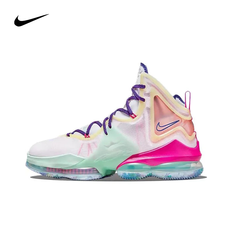 Nike Lebron 19 shock-absorbing durable wrapped supportive Mid Top Air Zoom practical basketball shoes for men and women