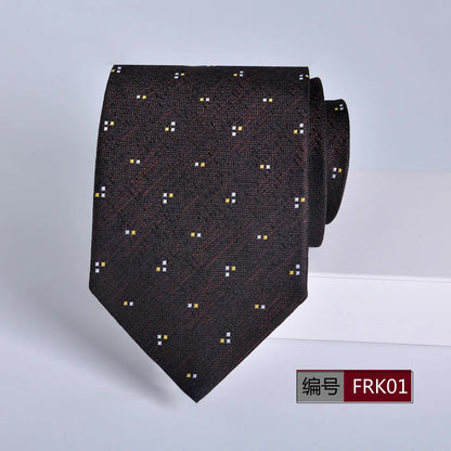 Brown Tie For Men Classic Style 8CM Tie Striped Jacquard Ties Wine Red Wedding Gravatas Formal Business Neckties Gifts For Men