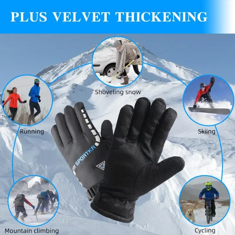 Winter Warm Cycling Glove Skiing Quick Drying Thick Inner Mitten Non-slip Snow Shoveling Gloves Mountaineering Windproof Mittens