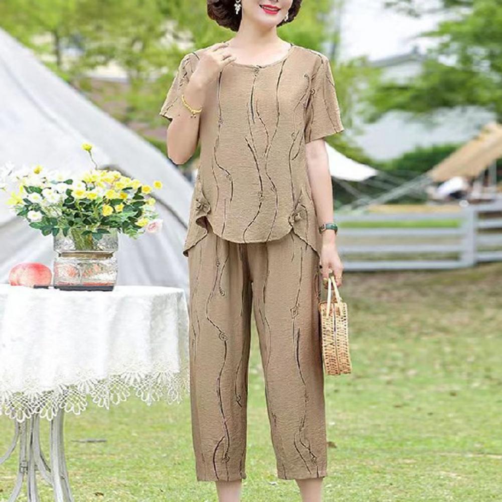 2023 Summer Women's Trousers Suit Pastoral Fashion Loose Short Sleeve Two Piece Suit Striped Cotton Linen Wild T-shirt Pant Sets